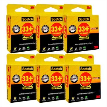 Imagem de Kit 6x Fita Isolante 3m 33+ 19mm X 10m Profissional - Scotch