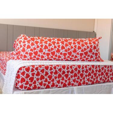Imagem de Fronha Avulsa Percal 180 fios 40x130 Coração Amor Love - Gifran Textil