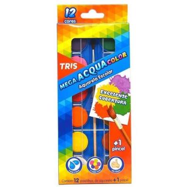 Imagem de Aquarela Escolar Mega Acqua Color C/ 12 Cores Tris