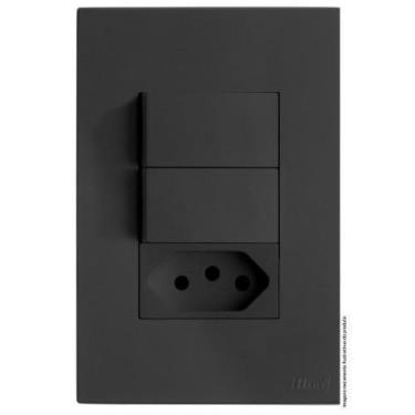 Imagem de Kit Interruptor Duplo Paralelo + Tomada 10A 4X2 Brs12260-2Gf - Blux Re