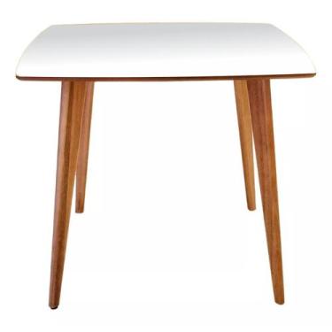 Imagem de Mesa de Jantar Quadrada Especial em Madeira de 80cm na cor Branca - Pi
