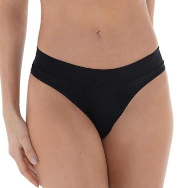 Imagem de Calcinha Fio Dental DeMillus 51246 Cintura Alta, Preto, XG