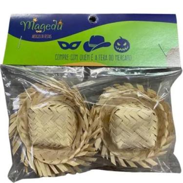 Imagem de Kit Com 10 Mini Chapeu De Palha 6 Cm J514 - Lhama Acessorios