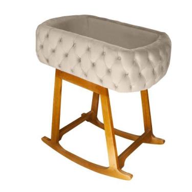 Imagem de Mini Berço Moises de Balanço Portátil para Bebê Bege Nude - Biselos De