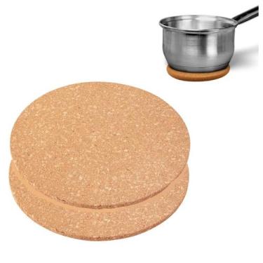 Imagem de 2 Descanso De Panela Cortiça Protetor De Mesa E Bancada 16cm - Clink