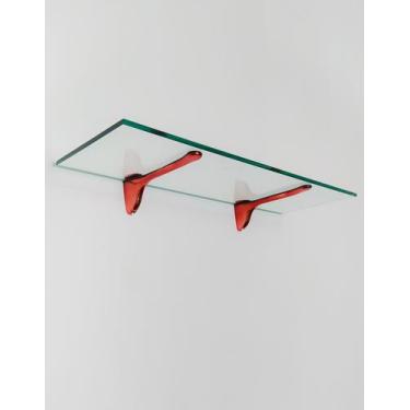 Imagem de Prateleira Para Cozinha Vidro Incolor Com 2 Suportes Bronze Inova  - I