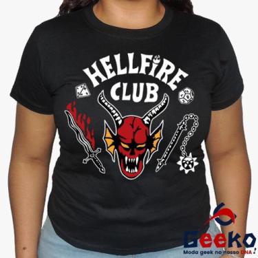 Imagem de Baby Look HellFire Club 100% Algodão - Stranger Things - Geeko, Preto,