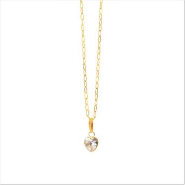 Imagem de Cordão Feminino Bailarina Ouro 18 K 750 60cm Pingente Coração incolor 