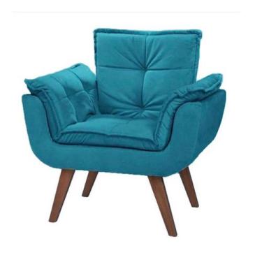 Imagem de Poltrona Luxo Decorativa Suede 1 Lugar Escritório Azul Tifanny - A Z D