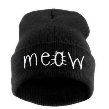 Imagem de Touca Gorro Lã Bordado Meow Blogueira Tumblr Moda Inverno - Boutique d