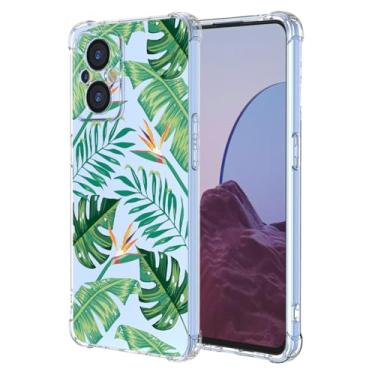 Imagem de JDYGWK Capa para Oneplus Nord N20 5G 1+ N20 5G com estampa de flor transparente, TPU macio, fina, leve, à prova de choque, capa protetora antiarranhões para Oneplus Nord N20 5G, folhas de palmeira