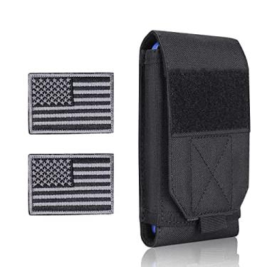 Imagem de Heyqie Capa preta tática Molle para celular, bolsa resistente à prova d'água para iPhone 11 12 13 Pro Max para Samsung S22 S21 S20 FE Note 20 A02S menos telefone de 6,7 polegadas com 2 pacotes de