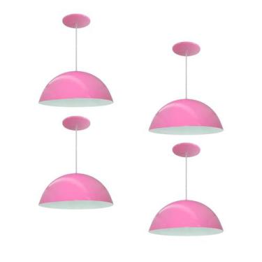 Imagem de Kit 4 Luminária Pendente Meia Lua 50cm Interior Branco Brilho Com Fiaç
