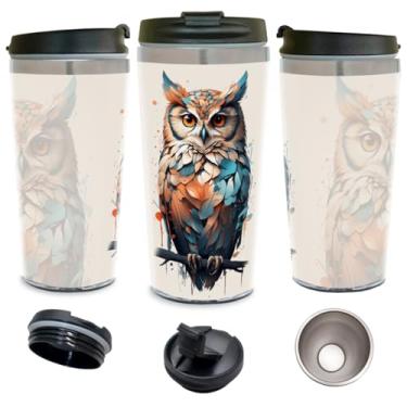Imagem de Copo Térmico Personalizado Coruja Ilustrada 450 ml Inox