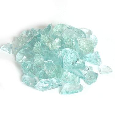 Imagem de Cascalho de vidro reflexivo de alto brilho, pedras de fogo, gotas de fogo, pedras de vidro de fogo, pedras, lascas para fogueira, aquário, jardim, 1-2 cm, 540 g (verde água)