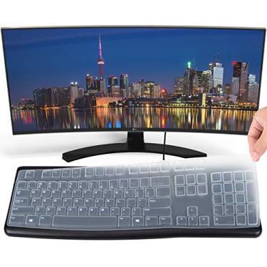 Imagem de Capa de teclado compatível com teclado Logitech K120 e Logitech MK120, capa de teclado Logitech K120 e MK120 - transparente