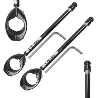 Imagem de Kit 2 Antena Corta Cerol Pipa Linha Anti Fio Guidão Inox 6 Estágios Esportiva Proteção Moto Preta