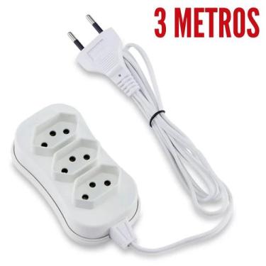 Imagem de Extensão Elétrica 3 Tomadas - Extensão de Energia com 3, 5 e 10 Metros