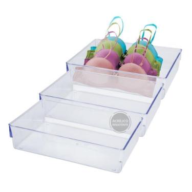 Imagem de Kit 3 Organizador Modular Cristal Closet Para Roupas Intimas Meias - P