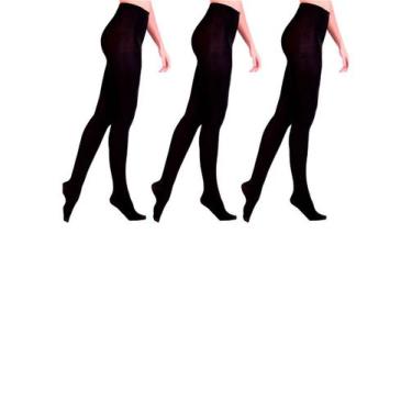 Imagem de Kit com 3 Meias Calças Fio 80 Lã Acrílica Loba 5805-001 - LUPO, P