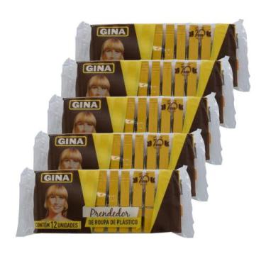 Imagem de Kit 5 Dúzias Pregador de Plastico Gina roupas tecidos varal lençol dec