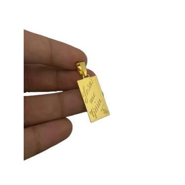 Imagem de Pingente Jesus Me Guia Placa - Banhado a Ouro 18k - ToJoia18k