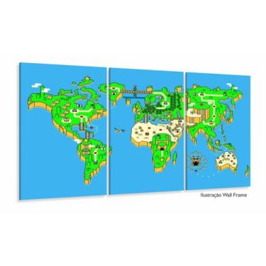 Imagem de Quadros Decorativos Mapa Mario Bros Jogo Quarto 120x60 3 peças - Wall 