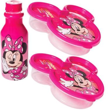 Imagem de Minnie Kit Porta Lanche Escolar Passeio Infantil 3 Itens - Plasutil