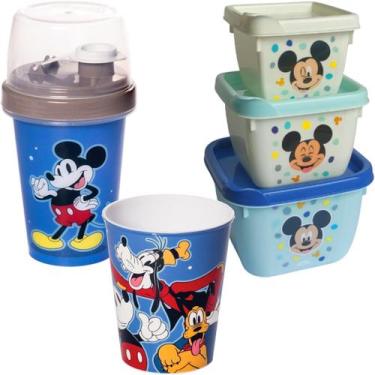 Imagem de Kit Mickey Porta Lanche Escolar Infantil Passeio Viagem - Plasutil