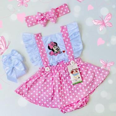 Imagem de Jardineira Minnie Baby Rosa + faixinha de cabelo - JOANINHA BABY, SAIA