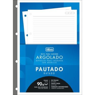 Imagem de Bloco de Folhas Refil Caderno Argolado Fichário Universitário 80 Folha