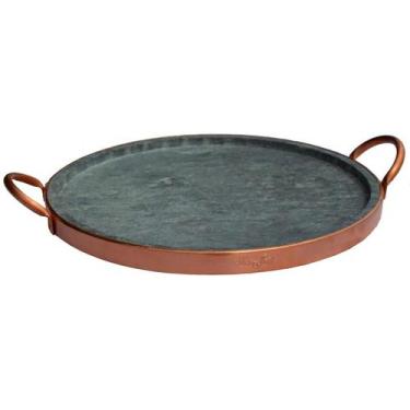 Imagem de Forma de Pizza em Pedra Sabão com Alça de Cobre 29,0 Cm - Industria Sã