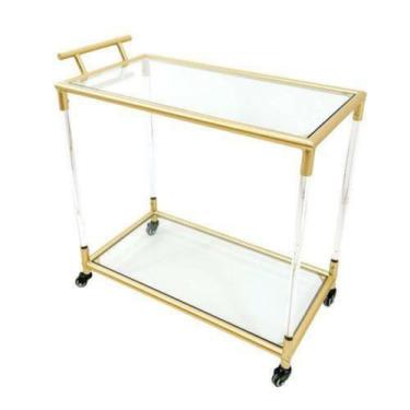 Imagem de Carrinho de Chá Sofisticado Moderno Metal Vidro - LUXdécor