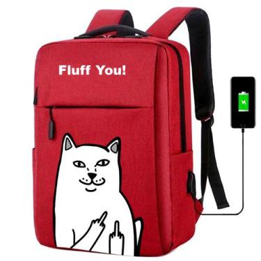 Imagem de Mochila USB Escolar Estampa Infantil Gato Notebooks, Trabalho Escola (
