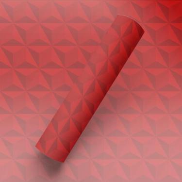 Imagem de Papel de Parede Adesivo Lavável Tema Vermelho Efeito 3d Geométrico - B