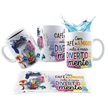 Imagem de Caneca 325ml Divertidamente Café Alegria Ansiedade Tristeza - LARANJA 