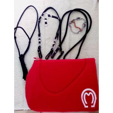 Imagem de Combo Cabeçada Argolada,Manta Baixeiro+ Freio +cabresto+ Rédea - Selar