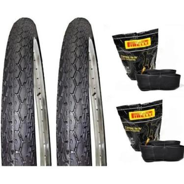 Imagem de Par De Pneu Bike 26x1.1/2 Barra Forte Manga Turbo+2câmera 26 Cor Preto