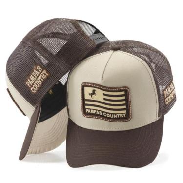 Imagem de Boné Trucker Exclusivo Pampas Country Estilo Cavalo Rural Unissex, Beg
