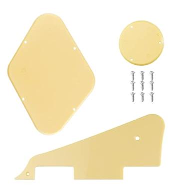Imagem de ECSiNG Conjunto de 3 peças LP Pickguard Control Backplate Selector Switch Plate Cover com parafusos compatíveis com Epiphone Les Paul Standard Guitar Plastic Cream