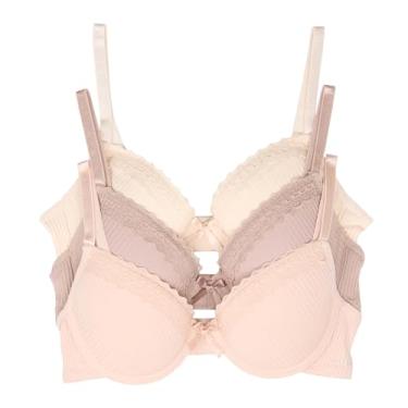 Imagem de TAHARI Pacote com 3 sutiãs de arame estruturado para meninas, Fumê rosa, 34A