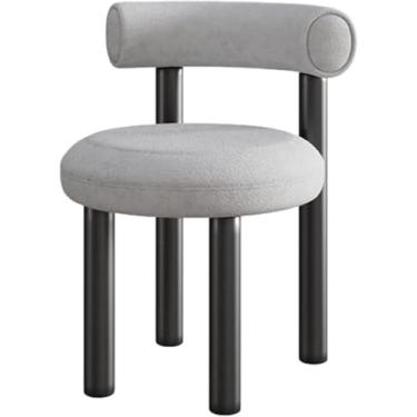 Imagem de Cadeira de jantar de veludo de cordeiro, cadeira de cozinha de luxo leve, cadeira de maquiagem, cadeira lateral com estrutura de metal resistente, cadeiras de lazer para restaurante e café, cinza