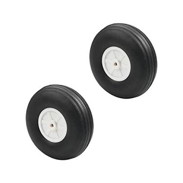 Imagem de Fielect 3 inch RC Model Airplane Super Light Sponge Tire Tail Wheel Tire and Wheel Sets for RC Car Airplane PU Sponge Tire with Plastic Hub 2 Pcs