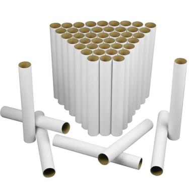 Imagem de HESESOH Pacote com 50 Tubos de Papelão para Artesanato- 1,57x11,81"- Rolos Vazios de Papel Higiênico Branco, Tubos Redondos e Grossos, Resistentes para Projetos Artesanais de Família Em Sala de Aula