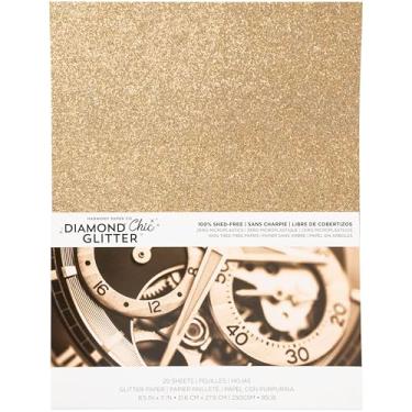 Imagem de Cartolina com glitter 21 x 28 cm – Papel de artesanato brilhante sem derramamento para álbuns, confecção de cartões, projetos de arte DIY – 20 folhas, peso pesado de 38,6 kg, 230 g/m², ouro rosa