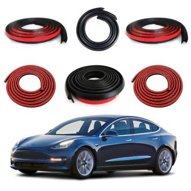 Imagem de DOTAATDW Tira de Vedação de Borracha para Porta de Carro Tesla Model 3, Tira de Vedação de Borracha Autoadesiva para Isolamento Acústico de Automóveis, para Porta-Malas Dianteiro/T (Modelo 3, Preto)