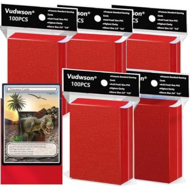 Imagem de Capas para cartões colecionáveis de 500 quilates capas para cartões MTG, protetor de cartão esportivo para photocard (vermelho 500 ct)