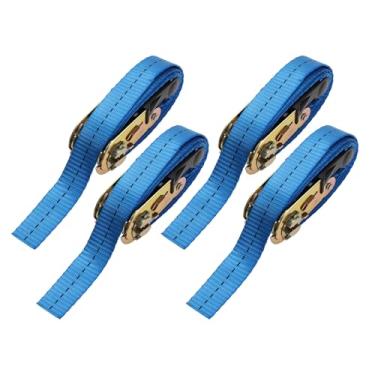 Imagem de Hihaha Correias de amarração de catraca/cintos de tensão resistentes para motocicletas e caminhões de reboque/ajustável 800 kg 1 "x 3,2'/4 peças azul