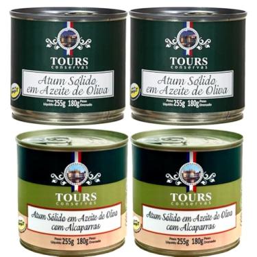 Imagem de Atum em Lata Sólido Tours em Azeite de Oliva e Azeite com Alcaparras - 4 Un. - 255g