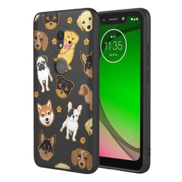 Imagem de HTXWXJC Capa de telefone para Moto G7 Play, XT1952 T-MobileRevvlry capa à prova de choque flexível amortecedor TPU capa macia padrão cão capa de telefone para Motorola G7 Play Black Dog